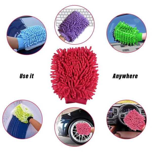 Double-Sided Microfiber Hand Glove Duster – Multi-Purpose Cleaning Glove (Mix Color) Pack of 2  BX0711