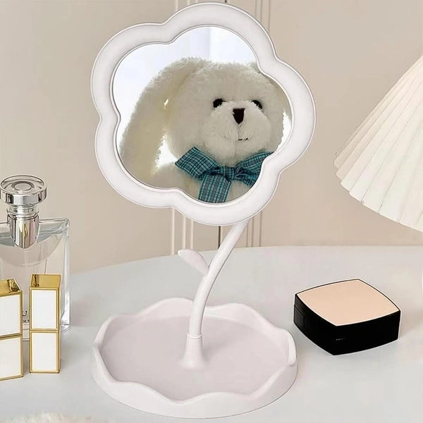 Flower-Shaped Makeup Mirror, Rotatable Makeup Mirror with Tray Table Vanity BX15256