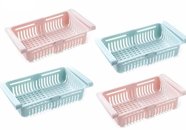 Fridge Organizer Drawer - Adjustable Fridge Storage Basket (4pc Set) BX0113