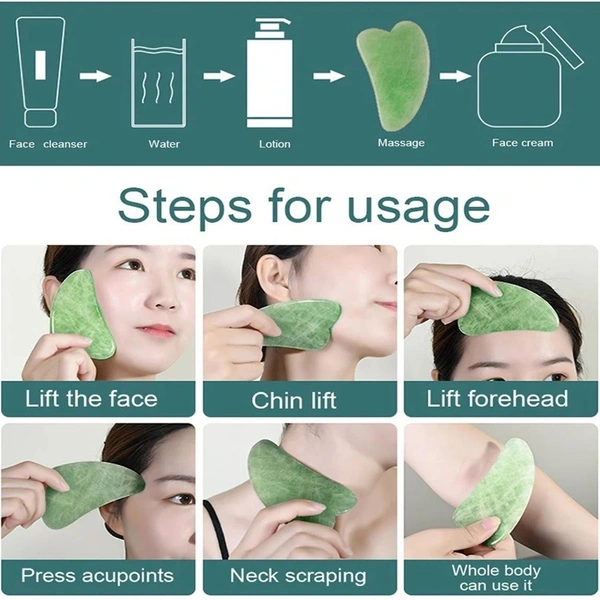 Gua Sha Stone & Anti-Aging Jade Roller Massager for Glowing Skin – Face Massage & Skincare Set BX0318