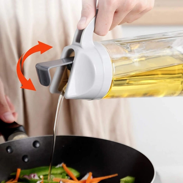 Kitchen Glass Oil Bottle Dispenser Automatic Opening Closing Home Bottles For Oil And Vinegar Honey Olive Oil Container (630ml) BX12158
