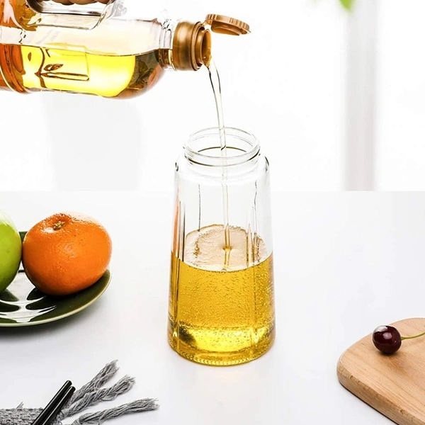 Kitchen Glass Oil Bottle Dispenser Automatic Opening Closing Home Bottles For Oil And Vinegar Honey Olive Oil Container (630ml) BX12158