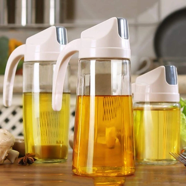 Kitchen Glass Oil Bottle Dispenser Automatic Opening Closing Home Bottles For Oil And Vinegar Honey Olive Oil Container (630ml) BX12158