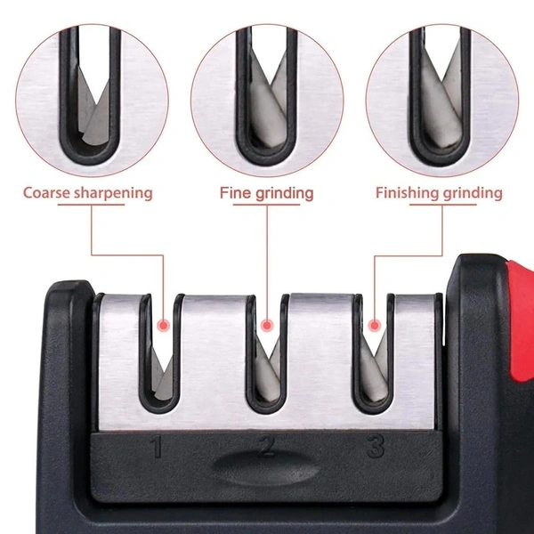 Manual 3-Stage Knife Sharpener – Red BX2051