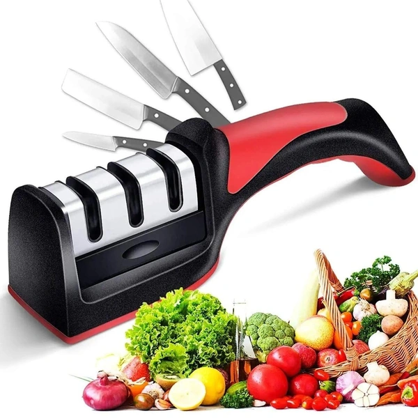 Manual 3-Stage Knife Sharpener – Red BX2051