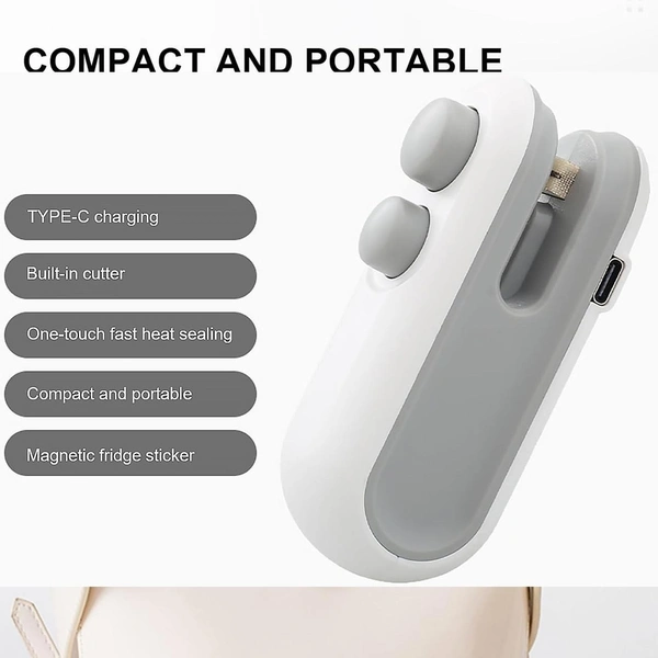 Mini Bag Sealer | 2-in-1 Heat Sealer & Cutter | USB Rechargeable - BX17865