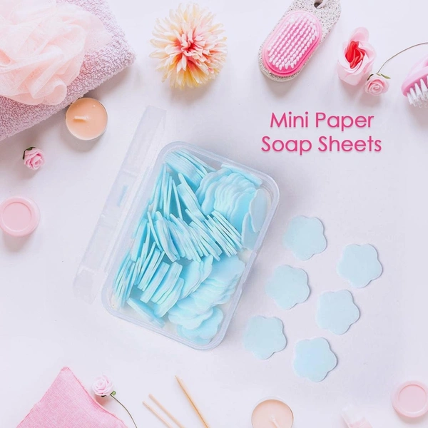 Mini Portable Travel Soap Paper Sheets – Flower Shape (100 Pcs Set Approx / Mix Color) BX18575
