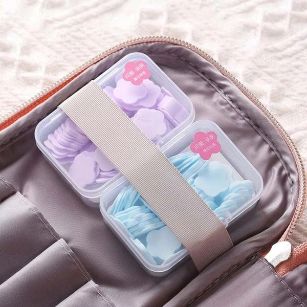 Mini Portable Travel Soap Paper Sheets – Flower Shape (100 Pcs Set Approx / Mix Color) BX18575