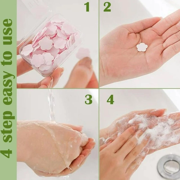 Mini Portable Travel Soap Paper Sheets – Flower Shape (100 Pcs Set Approx / Mix Color) BX18575
