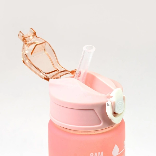 Motivational Colorful  Water Bottle with Straw & Time Marker (900 ML)BX13842