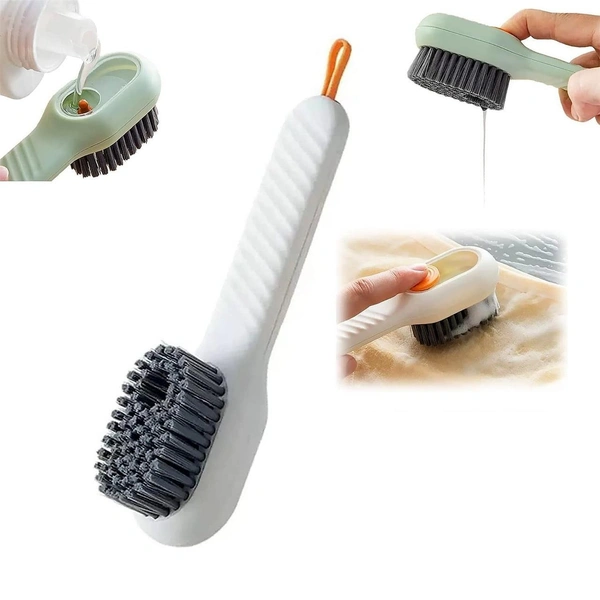 Multifunctional Scrubbing Brush with Liquid / Soap Dispenser, Cleaning Brush with Liquid / Soap Dispenser, Shoe Brush for Cleaning, Cloth Cleaning Brush with Handle Liquid Shoe Brush For Shoe Clothes (1 Pc) BX17928
