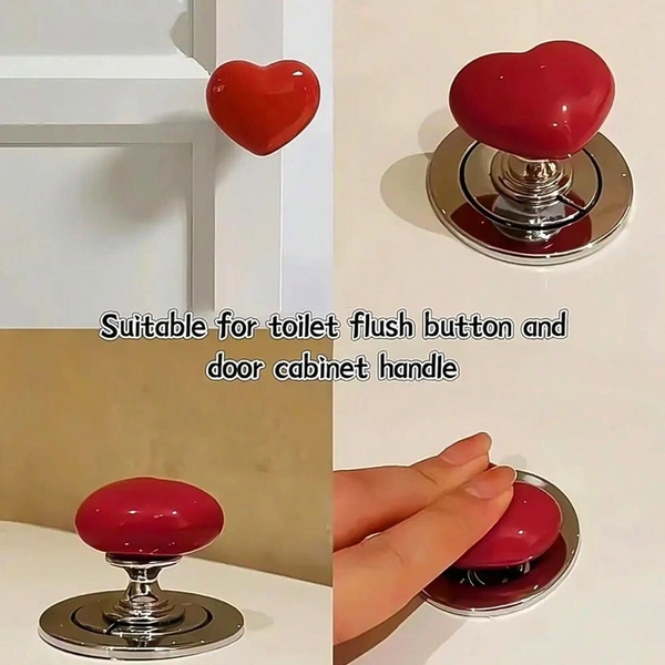 Multipurpose Heart-Shaped Knob & Toilet Press Button – Stylish & Functional (Pack of 6) BX17953