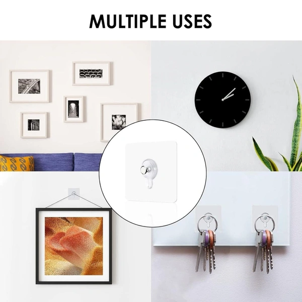 No-Drill Multipurpose Adhesive Wall Hooks – Secure & Damage-Free Hanging (Pack of 10) BX15787)