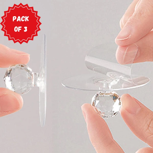 Crystal Clear Adhesive Cabinet Knob – Elegant & Functional (Pack of 3) BX17798