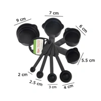 Plastic Measuring Cups & Spoons Set (8 Pcs, Black) -BX106