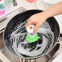 Plastic Wash Basin Brush Cleaner with Liquid Soap Dispenser (Multicolour) Pack of 3 BX0159