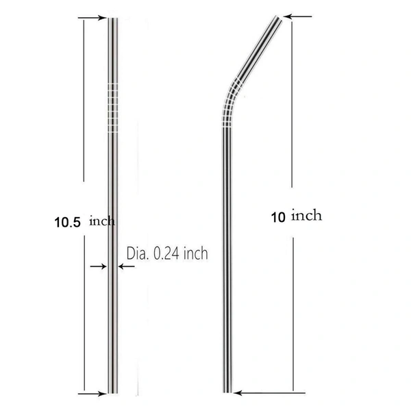 Reusable Pack of 5 Stainless Steel Straw with Cleaning Brush-Metal Straws Drinking Juice Glass Set Water/Juice Glass