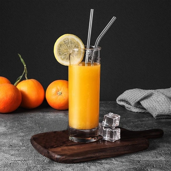 Reusable Pack of 5 Stainless Steel Straw with Cleaning Brush-Metal Straws Drinking Juice Glass Set Water/Juice Glass