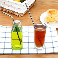 Reusable Pack of 5 Stainless Steel Straw with Cleaning Brush-Metal Straws Drinking Juice Glass Set Water/Juice Glass