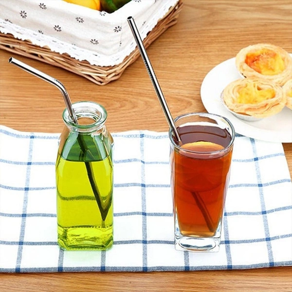 Reusable Pack of 5 Stainless Steel Straw with Cleaning Brush-Metal Straws Drinking Juice Glass Set Water/Juice Glass