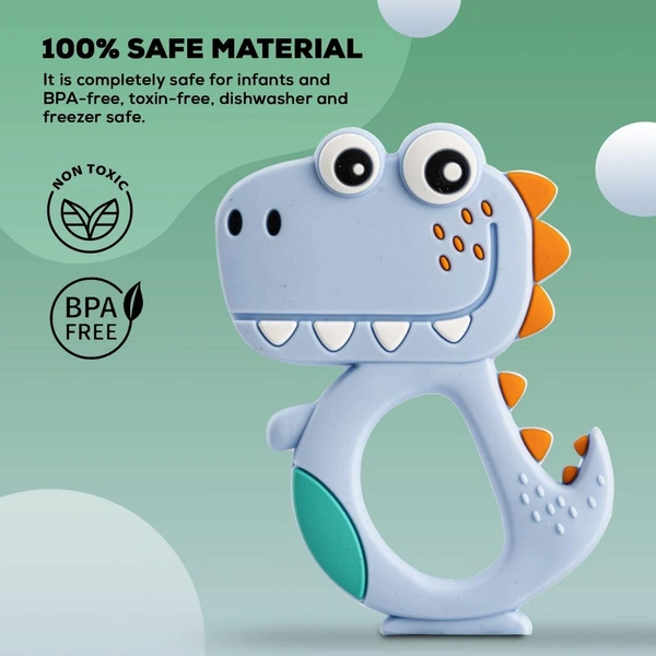 Silicone Dinosaur Teether for Baby (1 Pc / Mix Design & Color) BX4967
