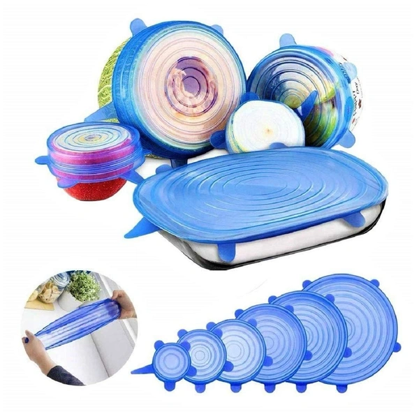 Silicone Stretch Lids Reusable Microwave Safe Flexible Covers (Set of 6) (Loose Pack) BX2154