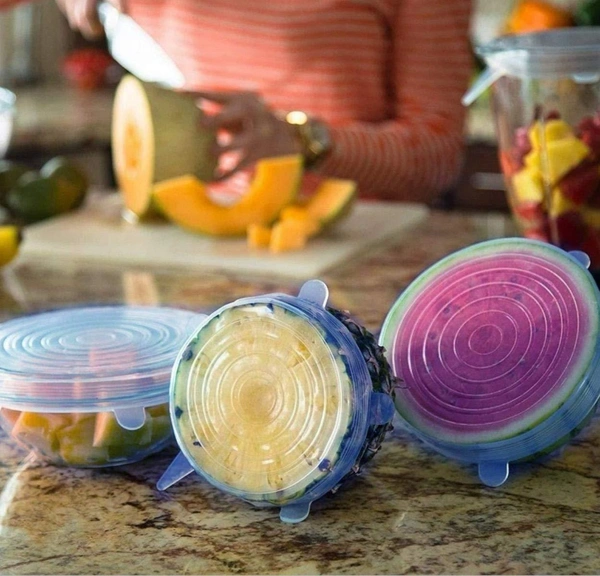 Silicone Stretch Lids Reusable Microwave Safe Flexible Covers (Set of 6) (Loose Pack) BX2154