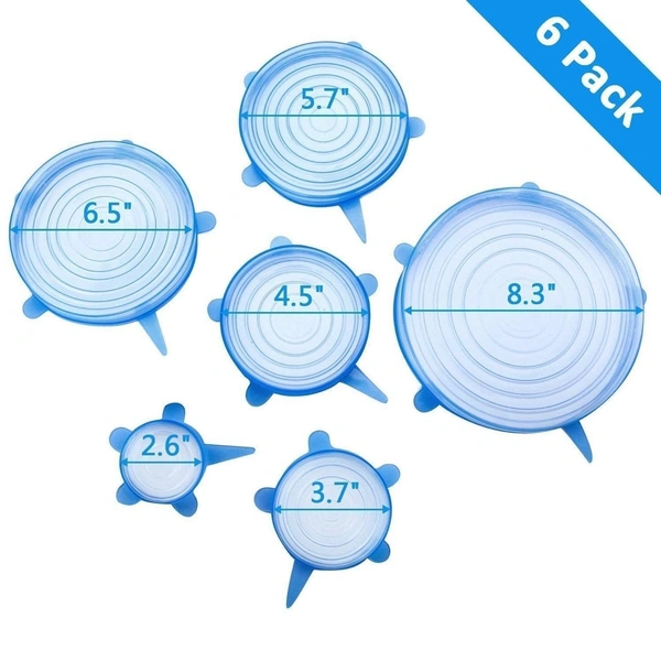 Silicone Stretch Lids Reusable Microwave Safe Flexible Covers (Set of 6) (Loose Pack) BX2154