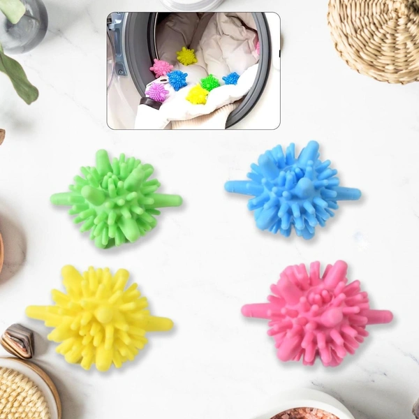 Soft Star Laundry Dryer Balls (4 Pcs, Multi-Color) – For Washing Machine BX18594