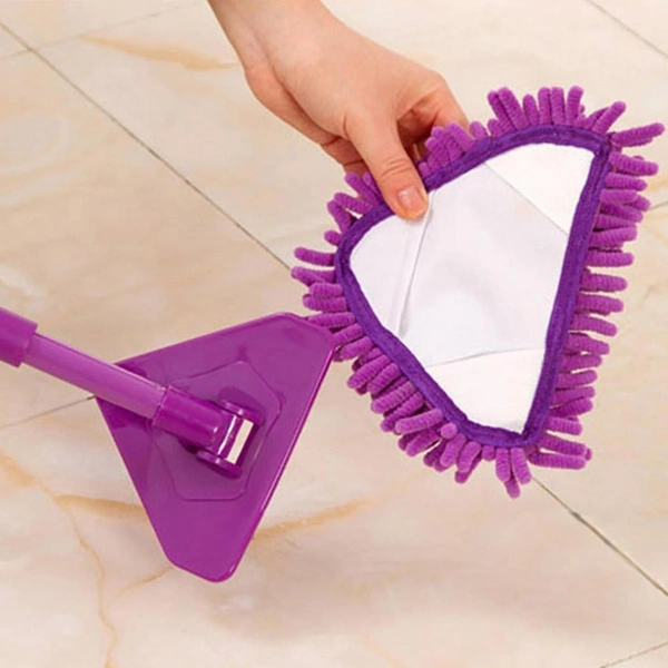Stainless Steel Adjustable Triangle Mop – 360° Rotating Mop for Wet & Dry Floor Cleaning BzX6001