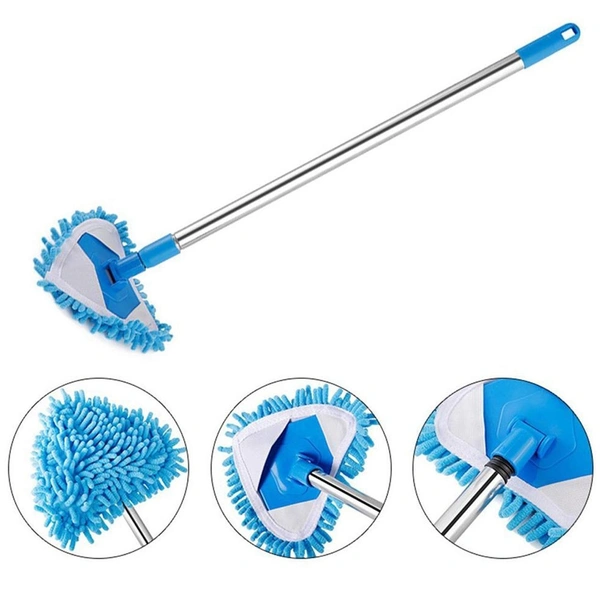 Stainless Steel Adjustable Triangle Mop – 360° Rotating Mop for Wet & Dry Floor Cleaning BzX6001