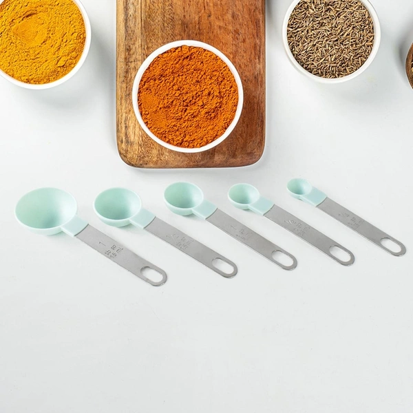Stainless Steel & Plastic Measuring Spoons – Set of 5