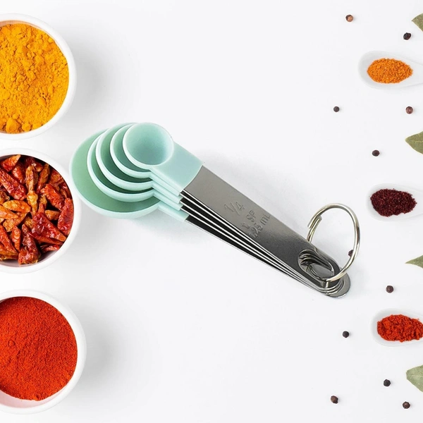 Stainless Steel & Plastic Measuring Spoons – Set of 5