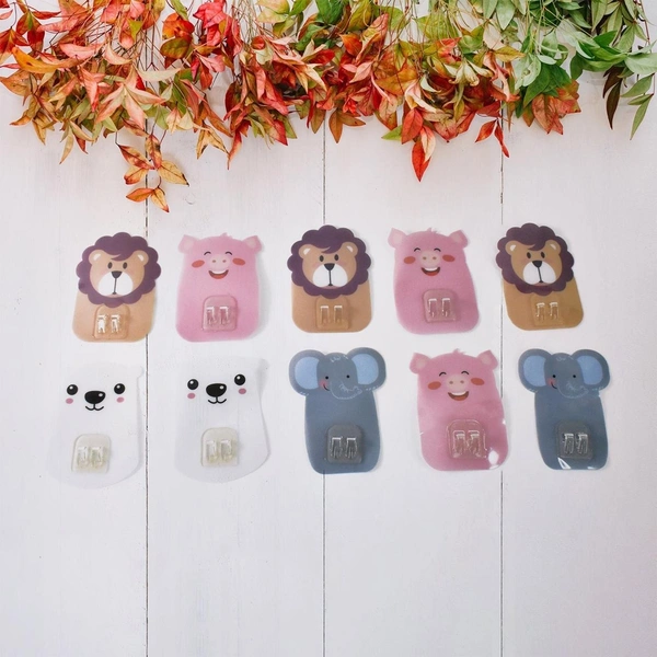 Wall-Mounted Cartoon Hooks – Self-Adhesive (10-Piece Set) BX18735