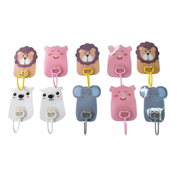 Wall-Mounted Cartoon Hooks – Self-Adhesive (10-Piece Set) BX18735