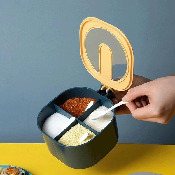 4-Section Fancy Masala Box | Spice Storage Container for Kitchen