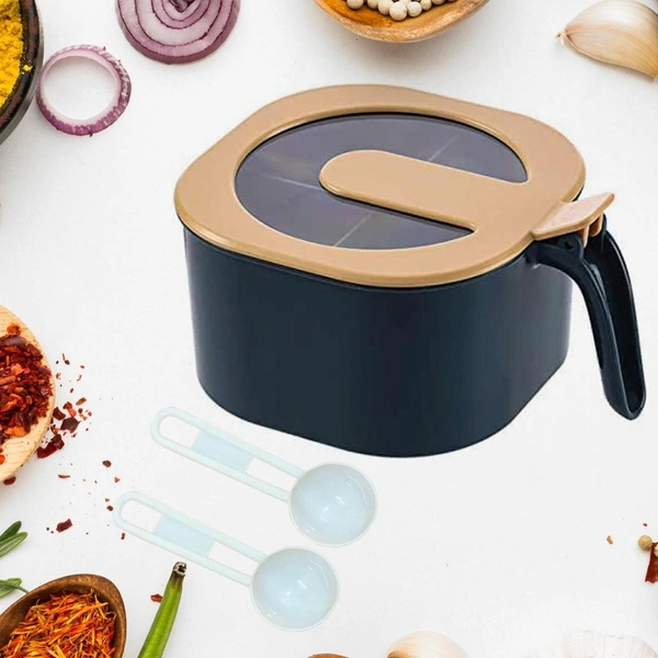 4-Section Fancy Masala Box | Spice Storage Container for Kitchen