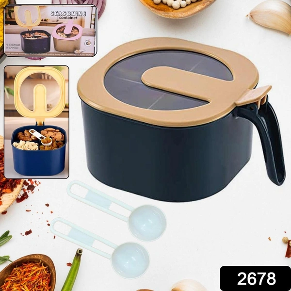 4-Section Fancy Masala Box | Spice Storage Container for Kitchen