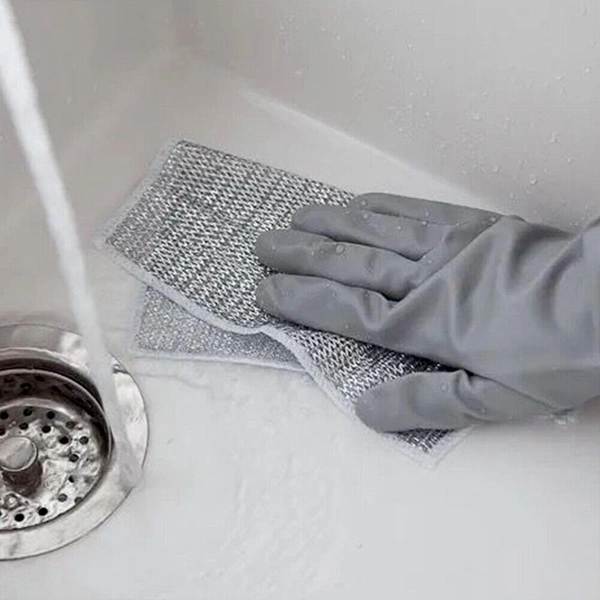 Double-Sided Multipurpose Microfiber Cloths, Stainless Steel Scrubber, Non-Scratch Wire cloth, (4 Pc / 20 x 20 Cm) BX5564