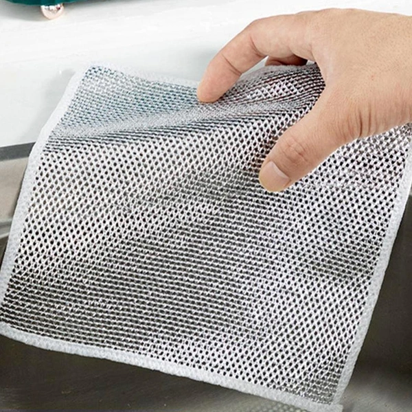 Double-Sided Multipurpose Microfiber Cloths, Stainless Steel Scrubber, Non-Scratch Wire cloth, (4 Pc / 20 x 20 Cm) BX5564