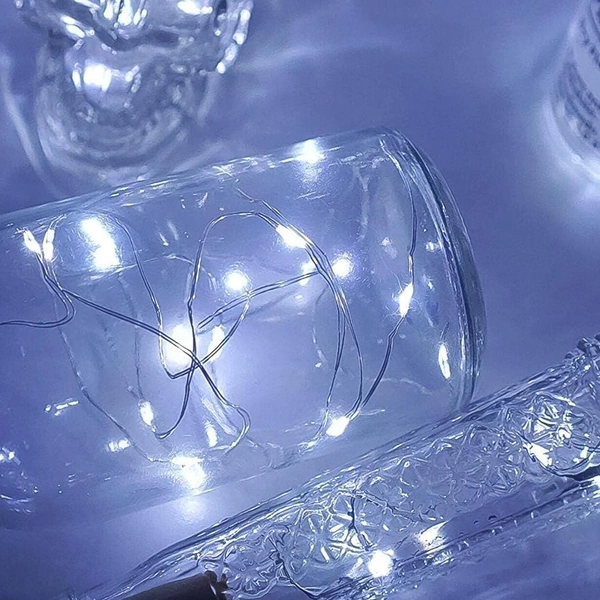 Wine Bottle Cork String Light | Multi LED / 2M Cable Length Copper Wire Battery Operated (White / 3 Pc) BX12998