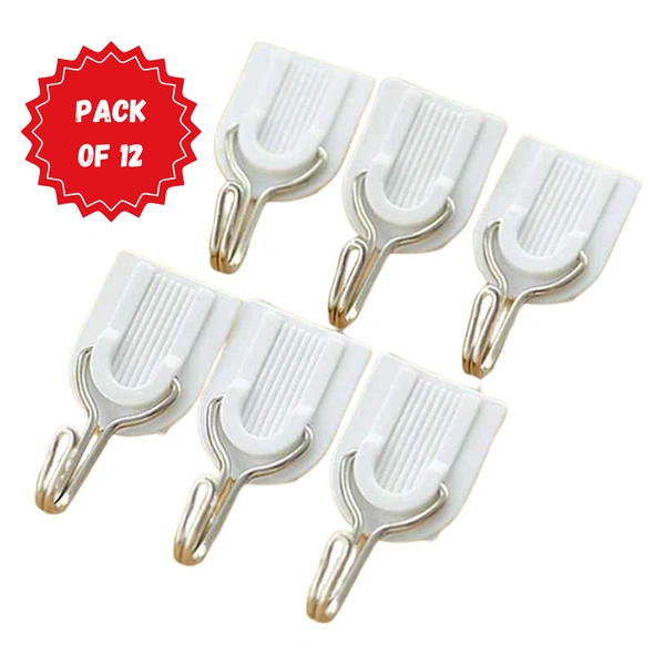 Adhesive Sticker ABS Plastic Hook Towel Hanger (Pack of 12) BX1627