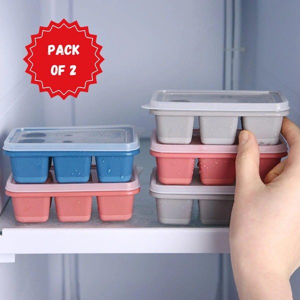 6-Grid Silicone Ice Tray – Flexible & Durable Ice Cube Mold for Kitchen Use (Pack of 2) BX8242