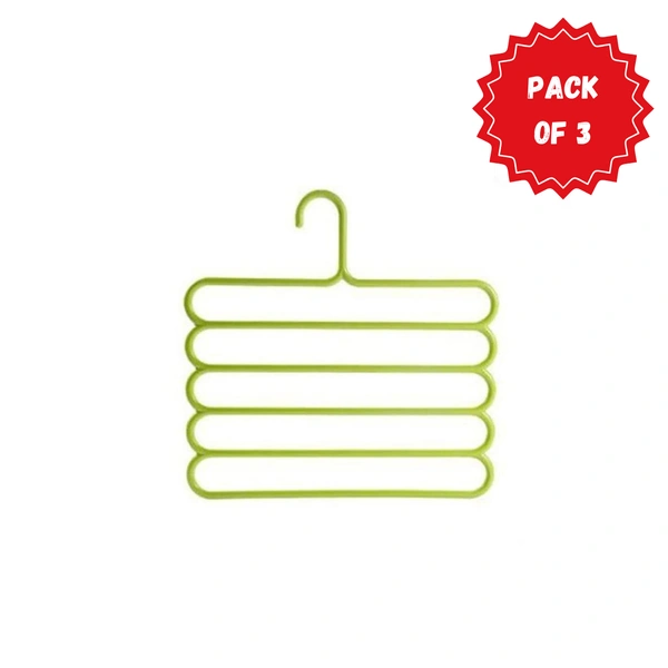 5 in 1 Multipurpose Plastic Hanger, Assorted (5-Layer) Pack of 3 BX0587