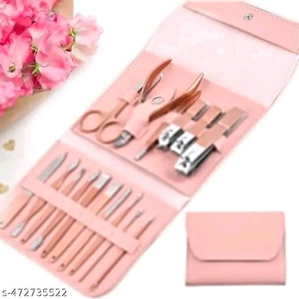ETONEH ENTERPRISEStainless Steel Professional Manicure Set Nail Cutter For Women Nail Scissors Luxury Grooming Kit Manicure Pedicure Kit For Women Nail Acne Remover needle (MultiColor) (16 IN 1 Manicure Set)