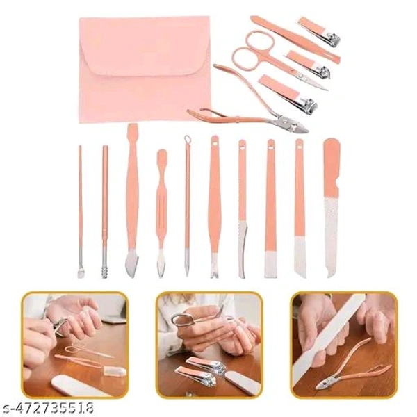 ETONEH ENTERPRISEStainless Steel Professional Manicure Set Nail Cutter For Women Nail Scissors Luxury Grooming Kit Manicure Pedicure Kit For Women Nail Acne Remover needle (MultiColor) (16 IN 1 Manicure Set)