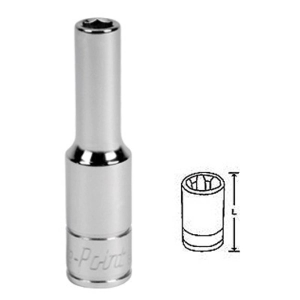 Blue Point 1/4" Long Socket, mm, 6- Point
