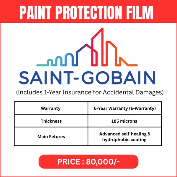 Saint Gobain PPF with 6 Year warranlty (including 1 year accidental insurance) - 