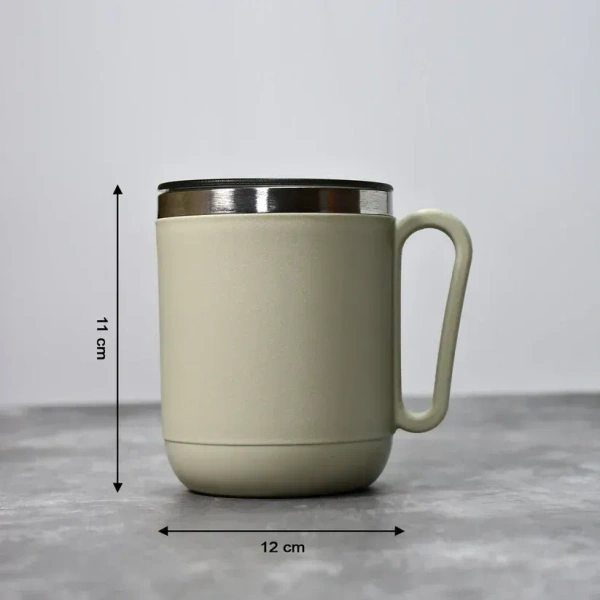 Ganesh Premium Stainless Steel Coffee Mug With Heat Resistant Mug Lid. Approx 400Ml Mug.