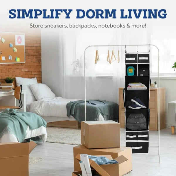 9 Shelf Hanging Closet Organizer With 5 Drawer Organizers